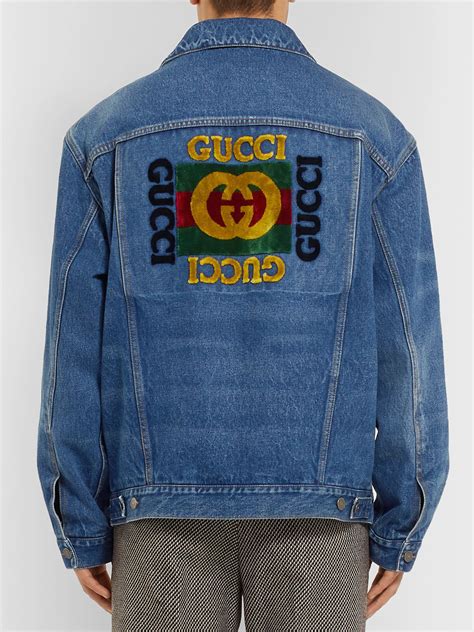 gucci jeans jacket patches|Gucci denim jacket outlet.